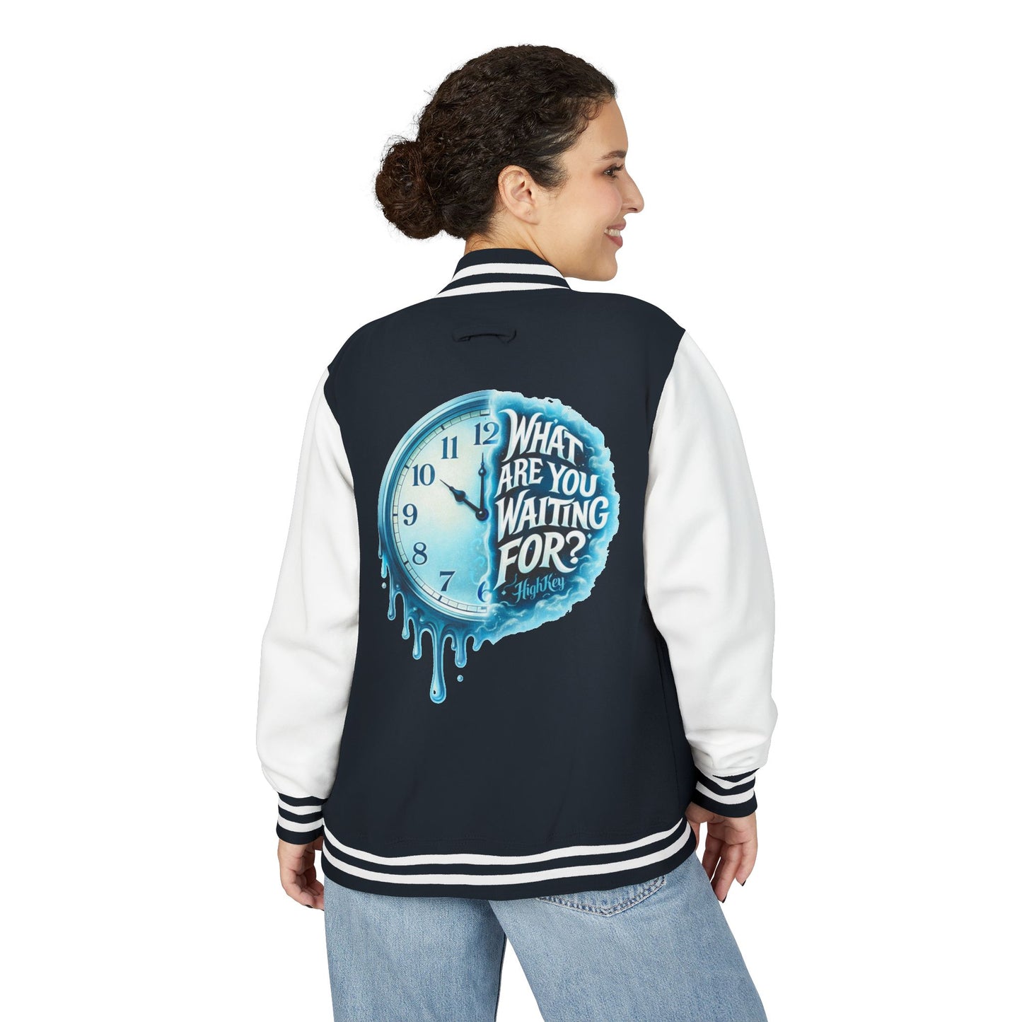 ‘TIME WONT WAIT’ LETTERMAN JACKET